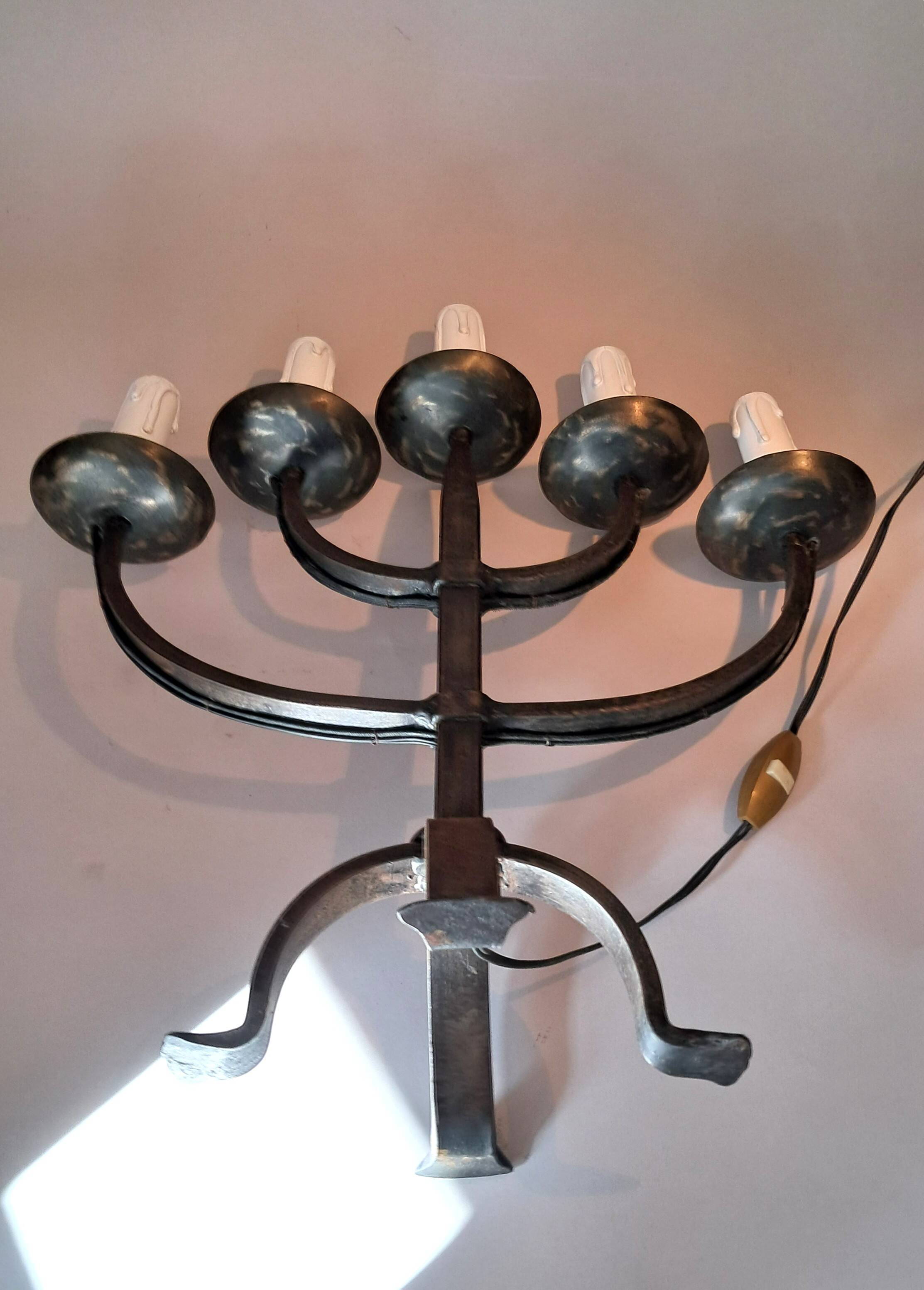 Brutalist 5-light candelabra 1950/1960.