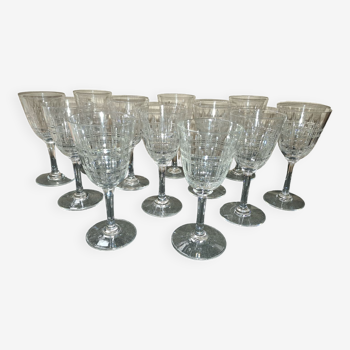 Ensemble de 12 verres à vin, Baccarat, Modèle Cavour, Année 1916