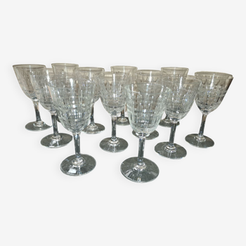 Set of 12 wine glasses, Baccarat, Cavour model, Year 1916