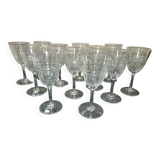 Set of 12 wine glasses, Baccarat, Cavour model, Year 1916