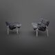 Postmodern black leather seating group, Germany 1980s