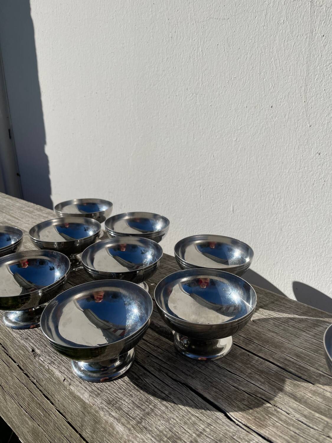 10 coupelles en inox 1970