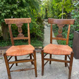 Pair of straw seated chairs
