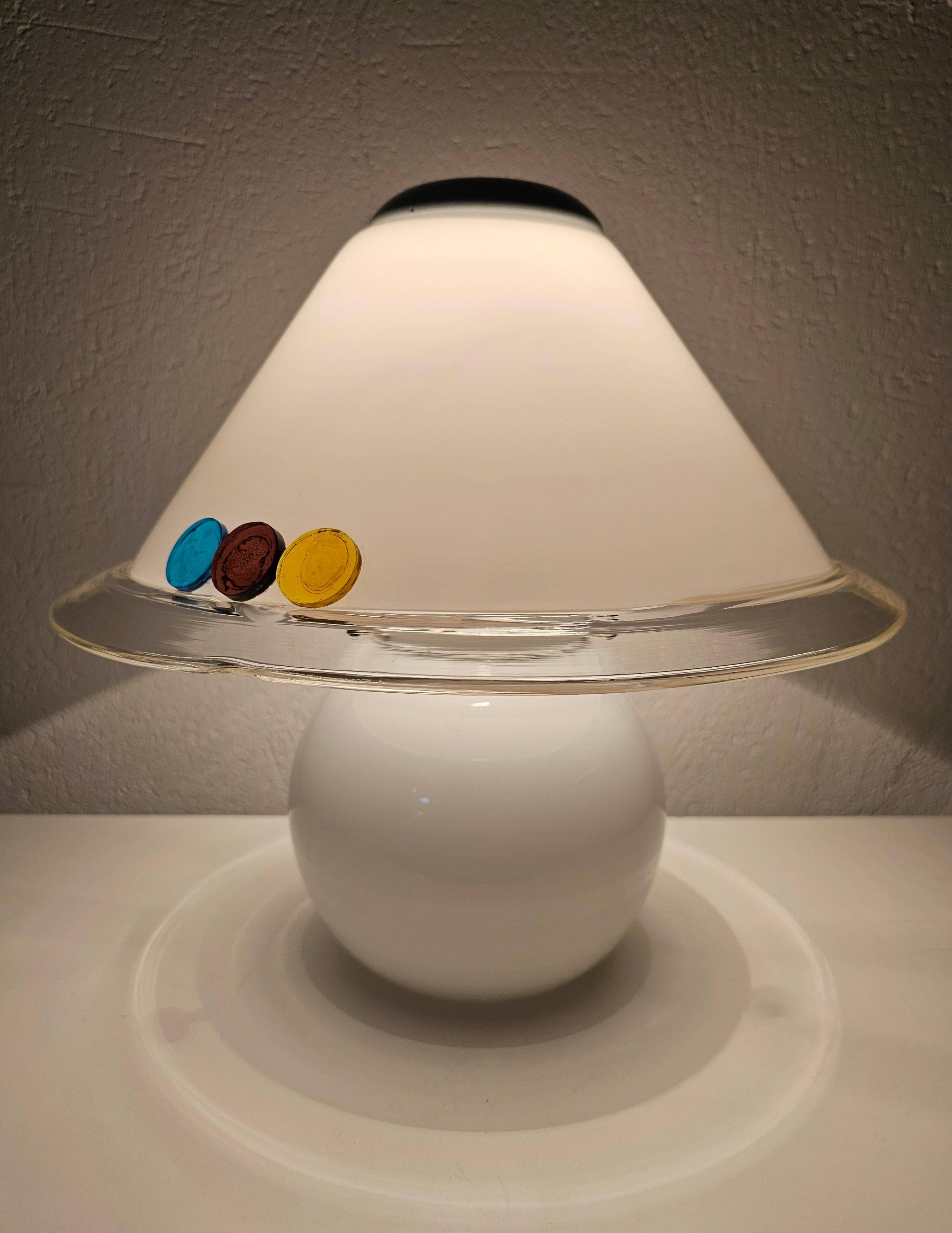 Murano glass table lamp in mushroom shape, Mid Century Modern, 1970s