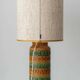 Lampe de table en céramique de style Bitossi des années 1960, émail vert ocre.