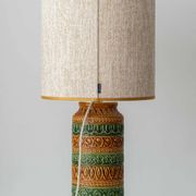 Lampe de table en céramique de style Bitossi des années 1960, émail vert ocre.