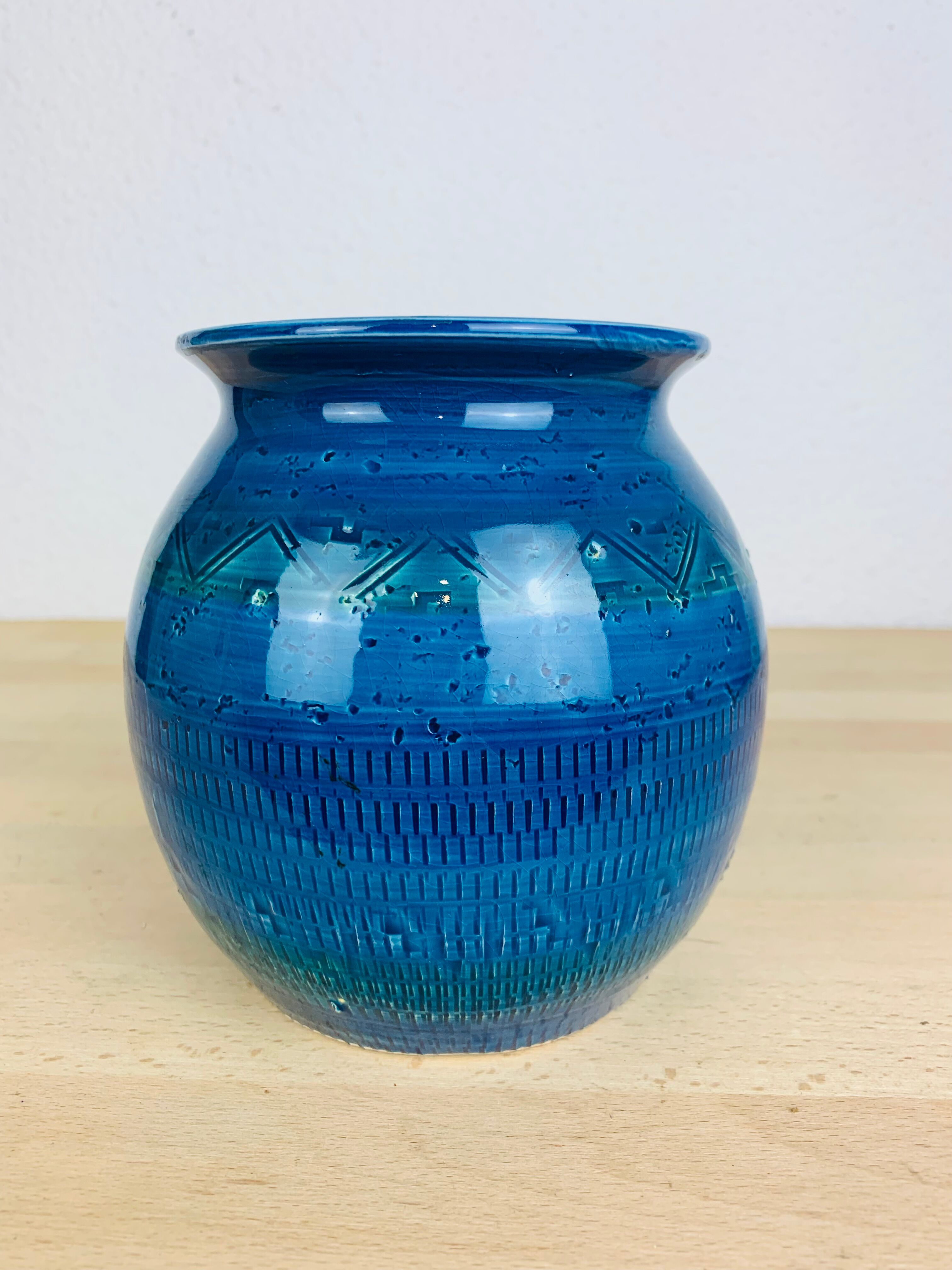 Ceramic vase Rimini Blue Aldo Londi for Bitossi