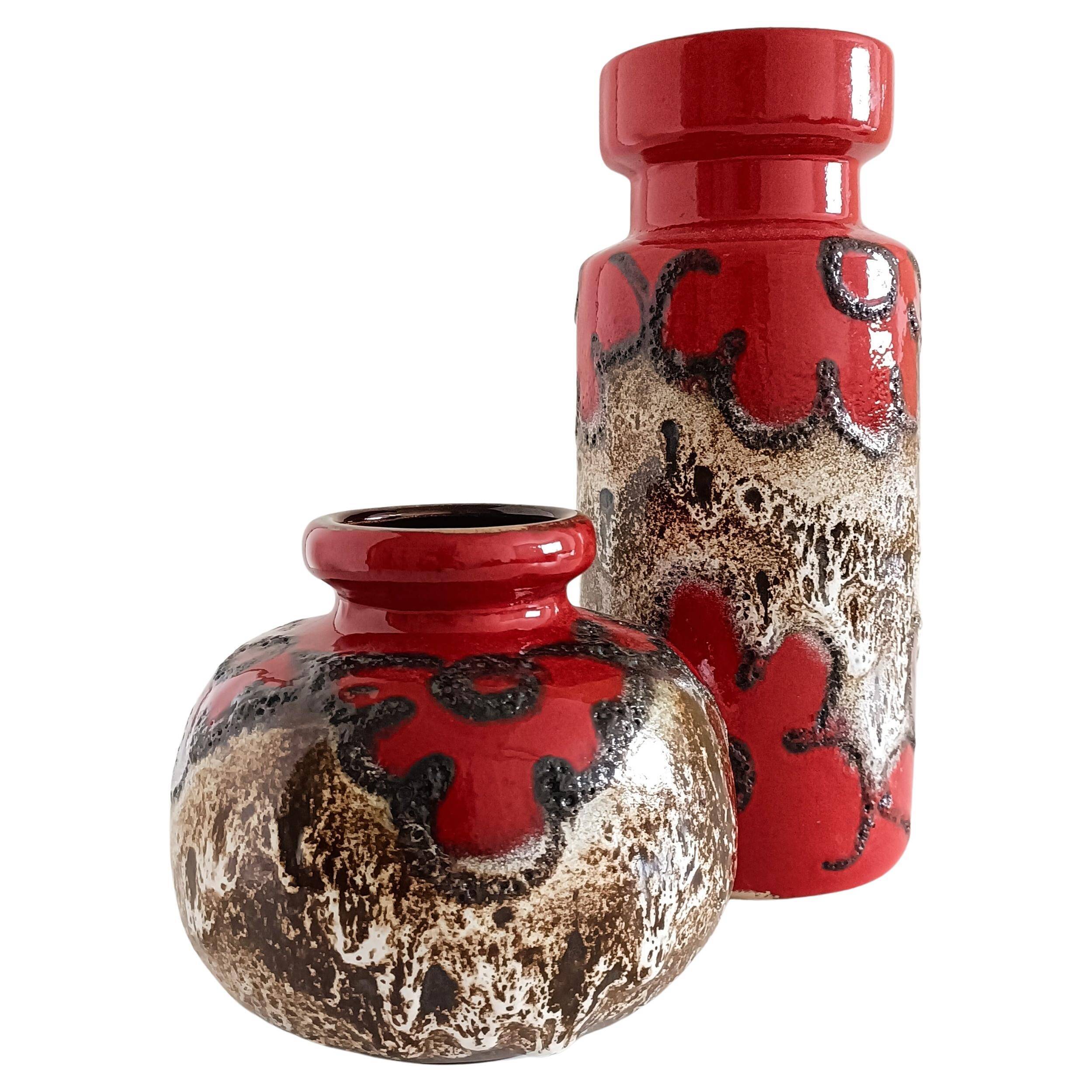 Vases en céramique Scheurich de style mid-century modern, Allemagne de l'Ouest, années 1960.