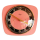 Vintage formica clock silent trapeze wall pendulum "Odo pink black"