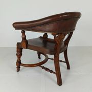 Chaise de bureau victorienne en acajou et cuir