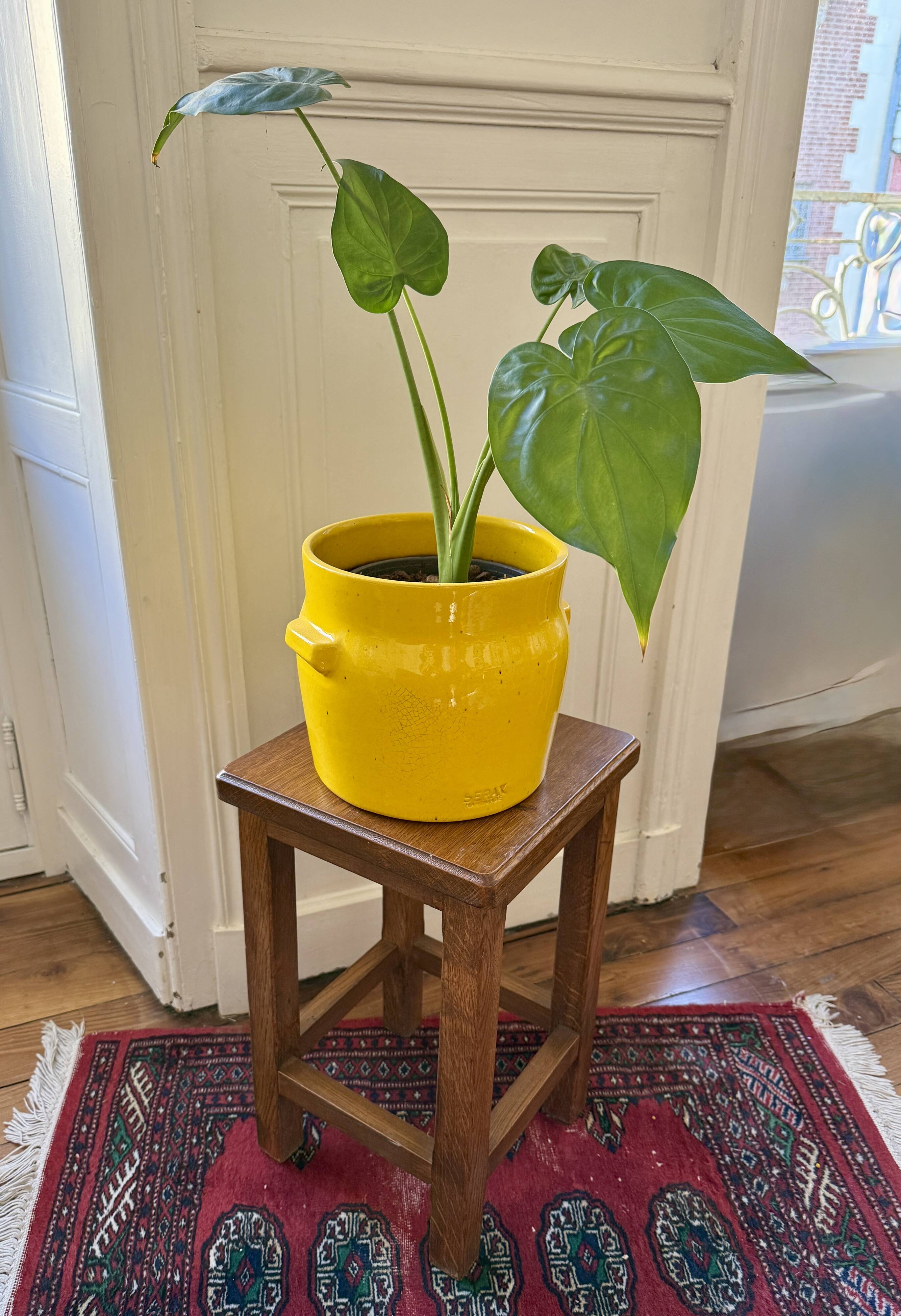 Brutalist wooden stool
