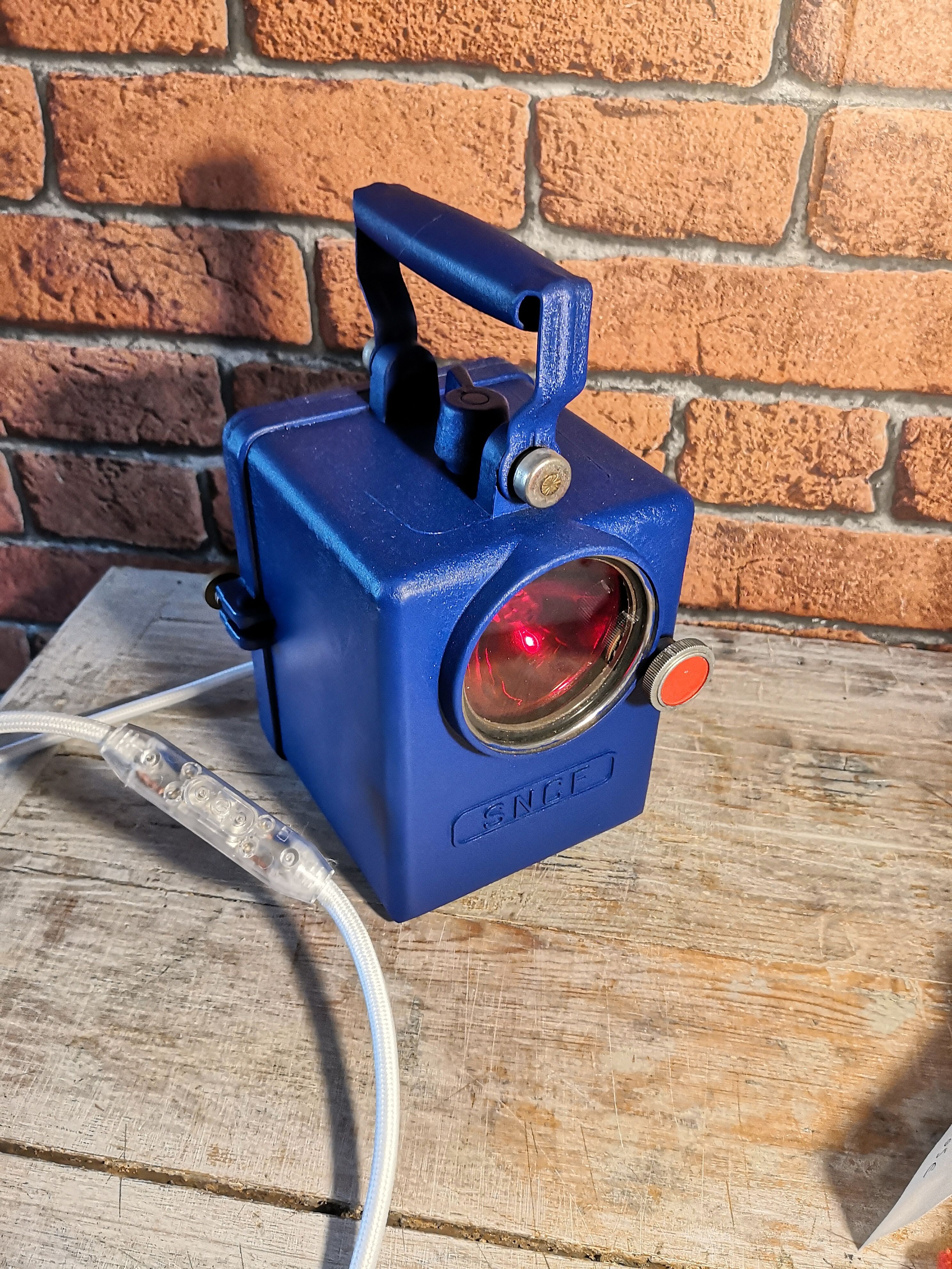Vintage SNCF lamp with red white blue LED