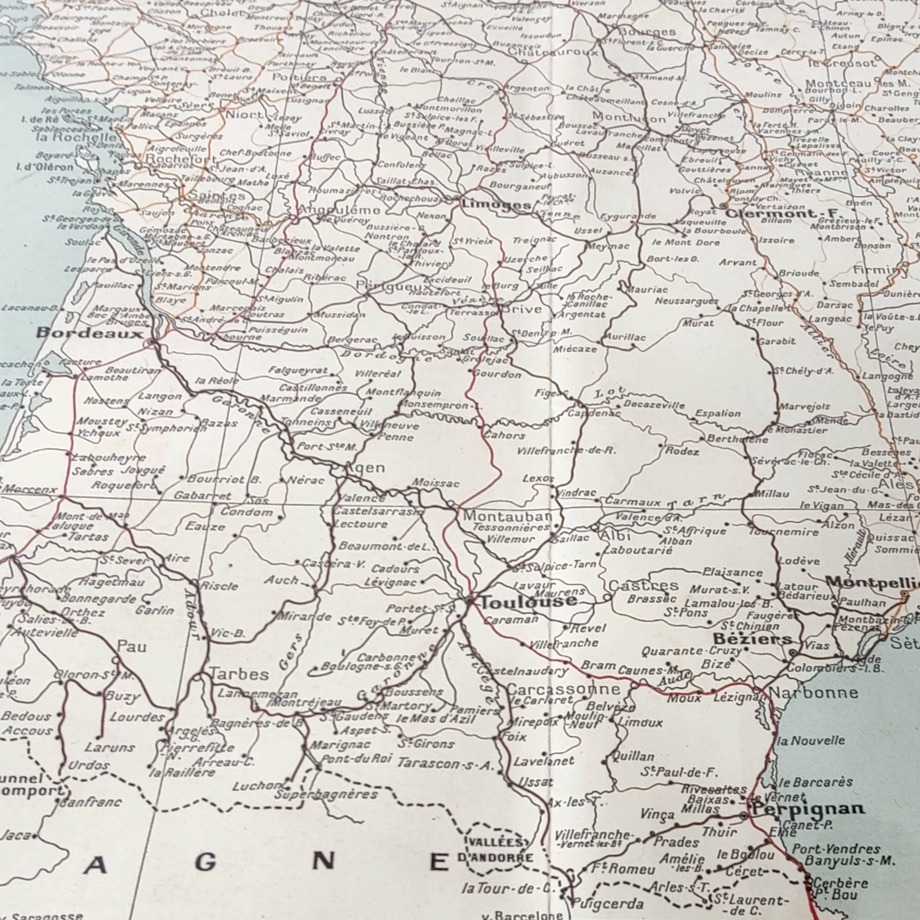 Old map of France in 1950 43x43cm