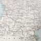Old map of France in 1950, 43x43cm.