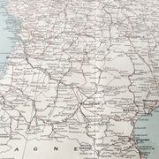 Old map of France in 1950, 43x43cm.