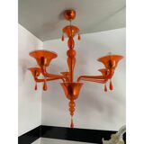 Orange Translucent Glass Chandelier, Contemporary Design