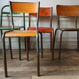 4 mismatched metal & wood chairs