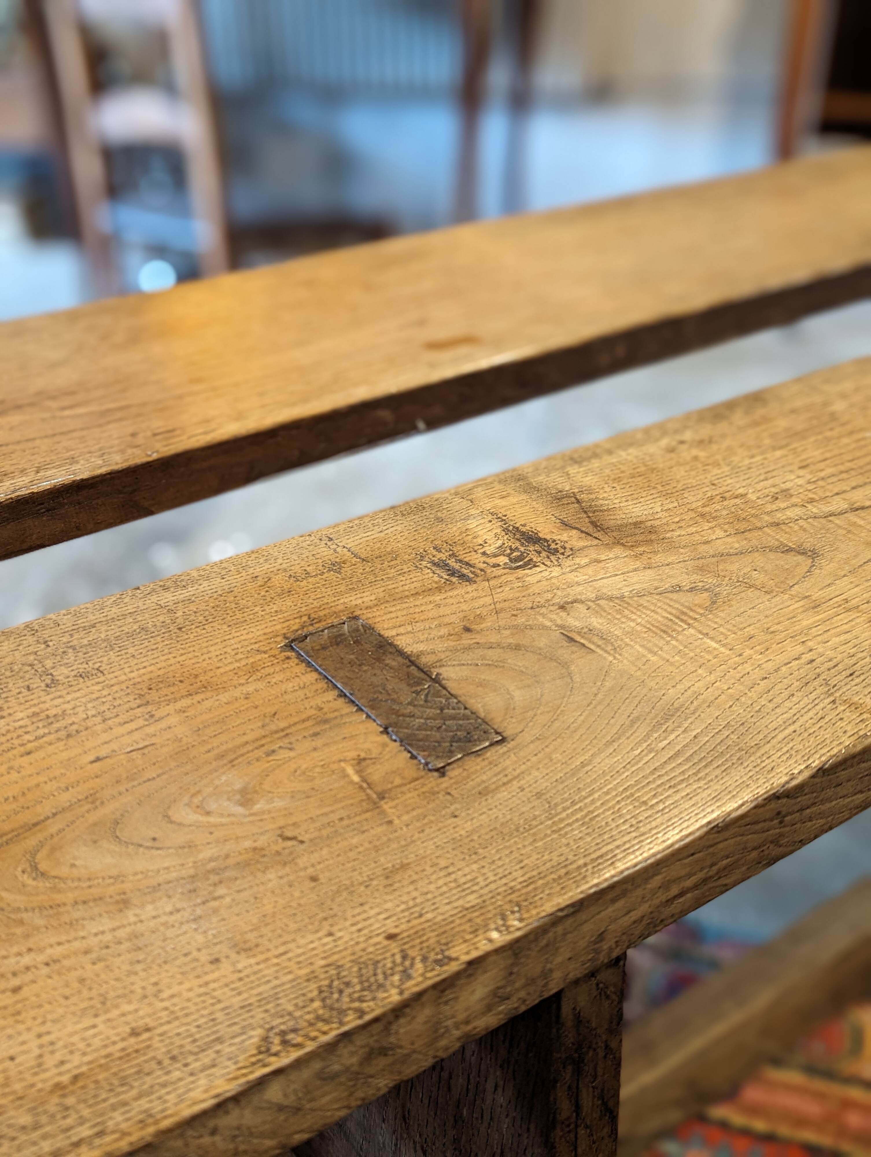 Pair of chestnut benches