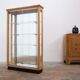 Blonde walnut display cabinet with sliding glass doors – 20th century