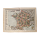 Lithograph map of france from 1922 (large format)
