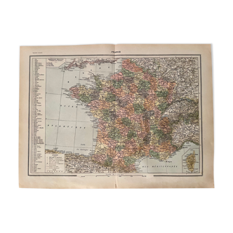 Lithograph map of france from 1922 (large format)