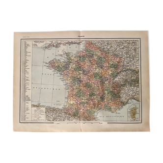 Lithographie carte de france de 1922 (grand format)