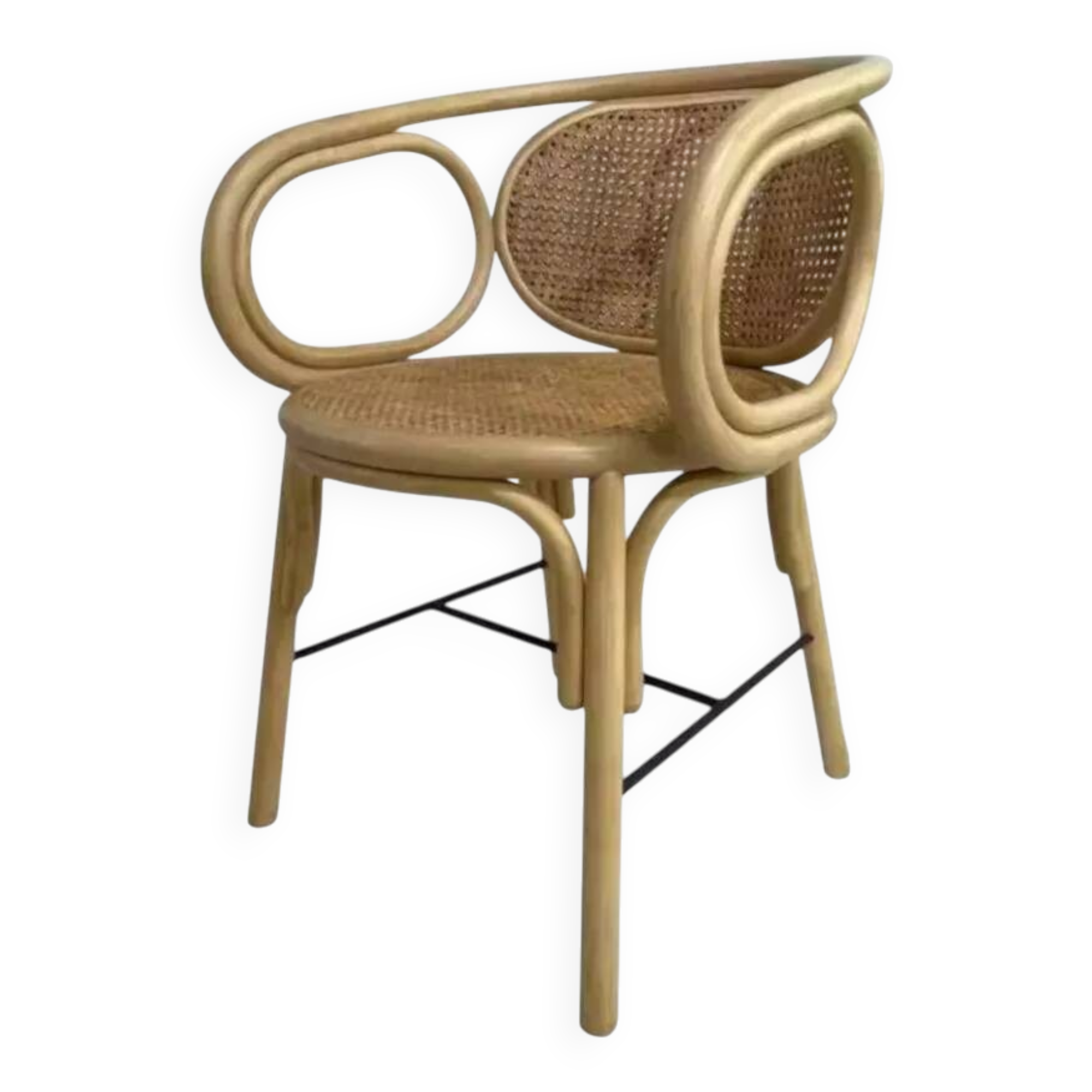 Rattan and cane armchair