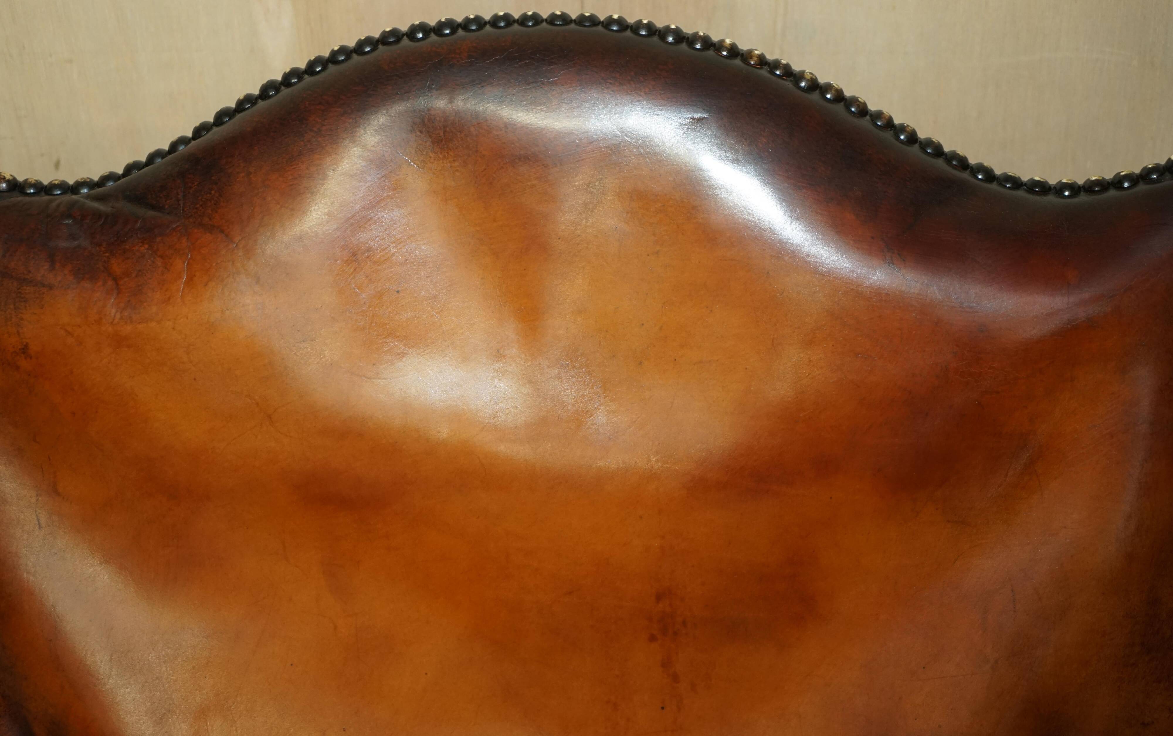 Fauteuil de bureau Gainsborough restauré cuir teint à la main