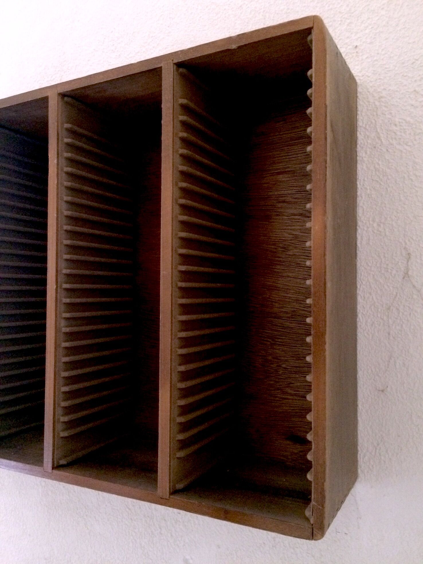 Vintage Wall Mounted CD Rack Wood Storage Cabinet Hi-FI Shelf CIRCA 1980