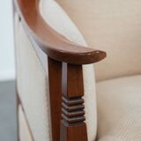 Art Nouveau design armchair with a luxurious light fabric upholstery