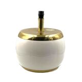 Monumental white ceramic and brass lamp base, italy 1970s