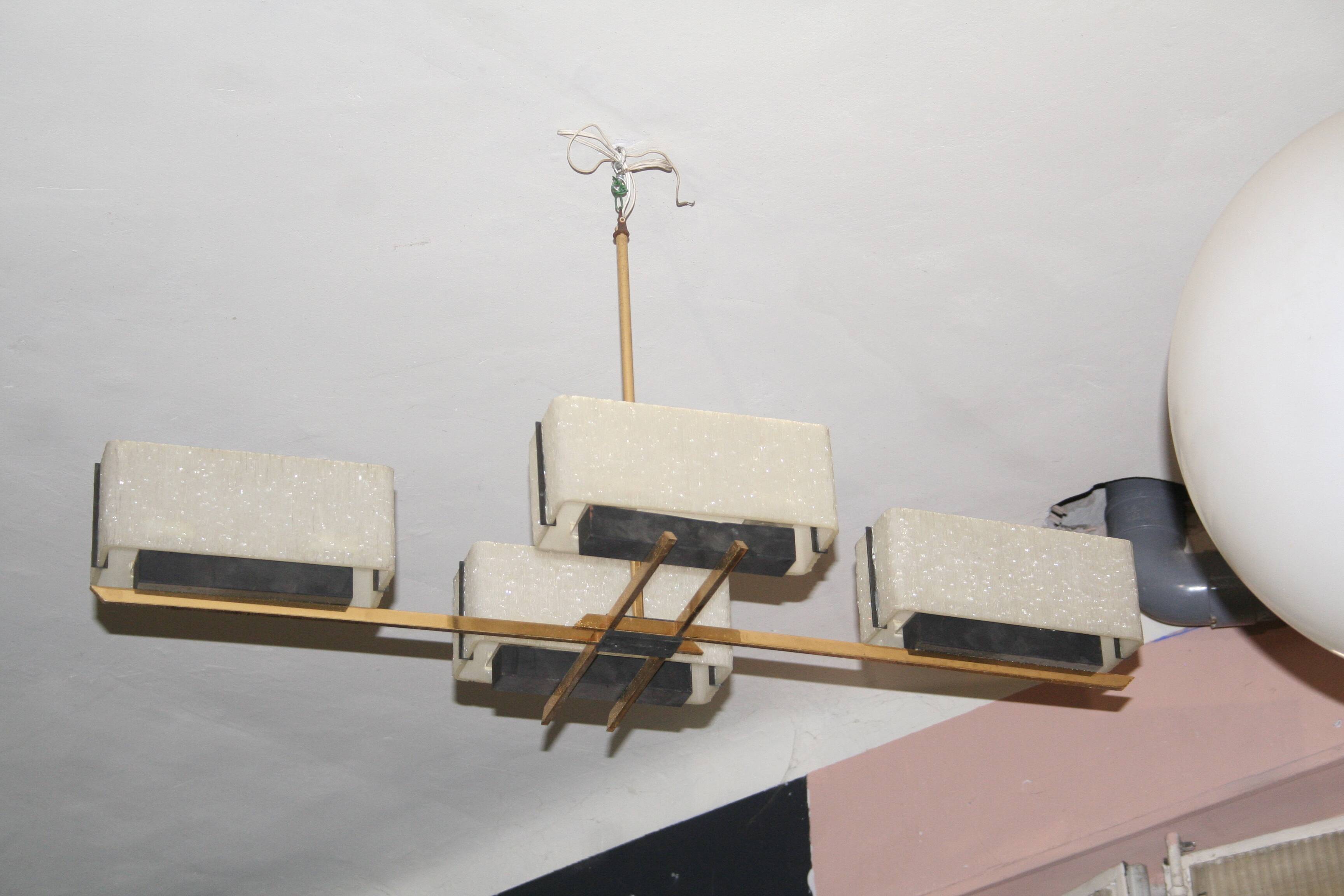 Arlus Paquebot chandelier / ceiling light 1950 "Maison Arlus".