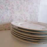 6 flowery flat plates, porcelain old romantic limoges