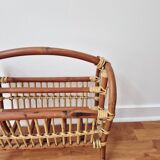 70s Rattan Magazine Rack - Vintage