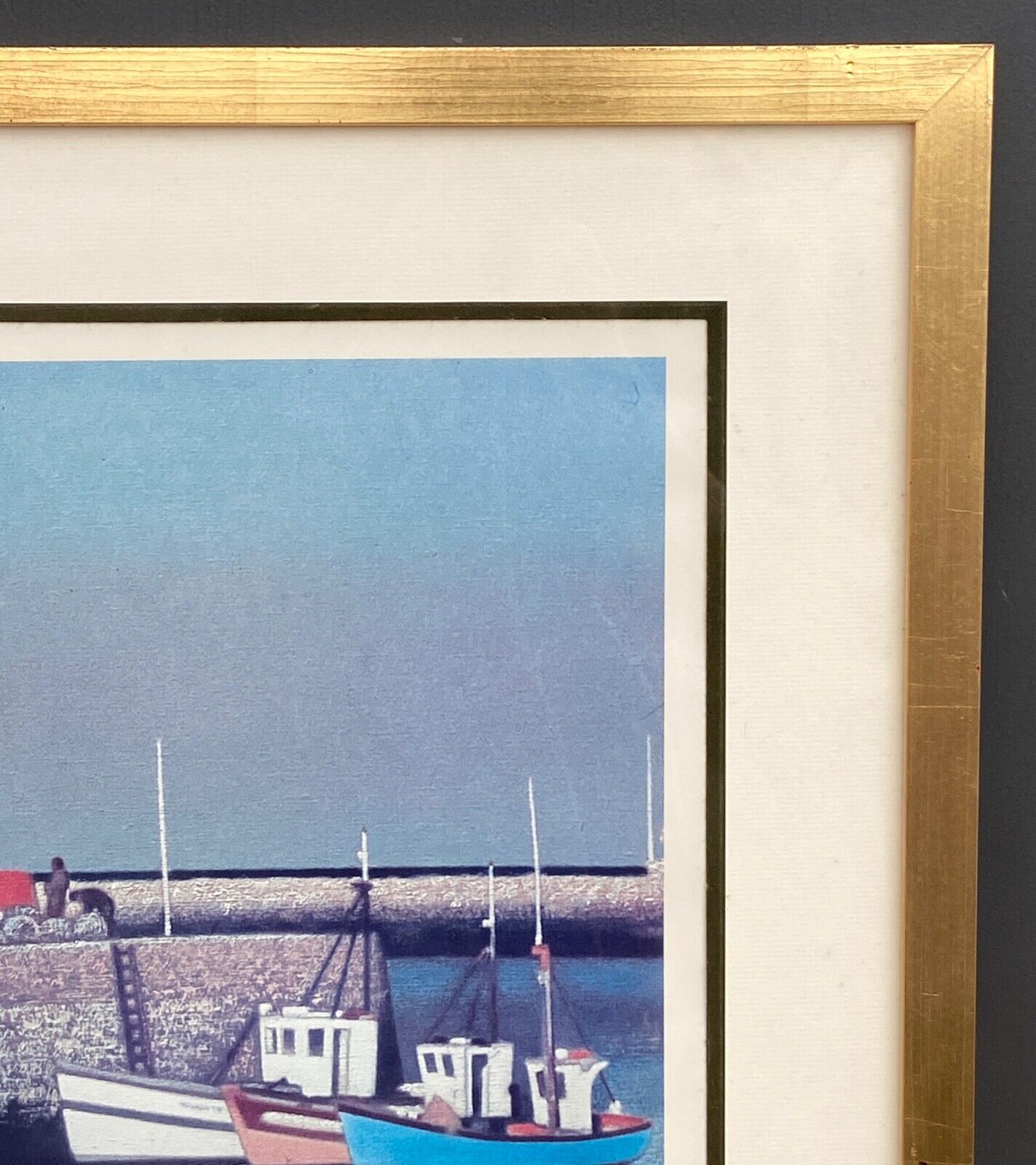 Countersigned lithograph couliou jean yves port de sauzon a belle ile