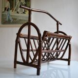 Vintage rattan magazine holder