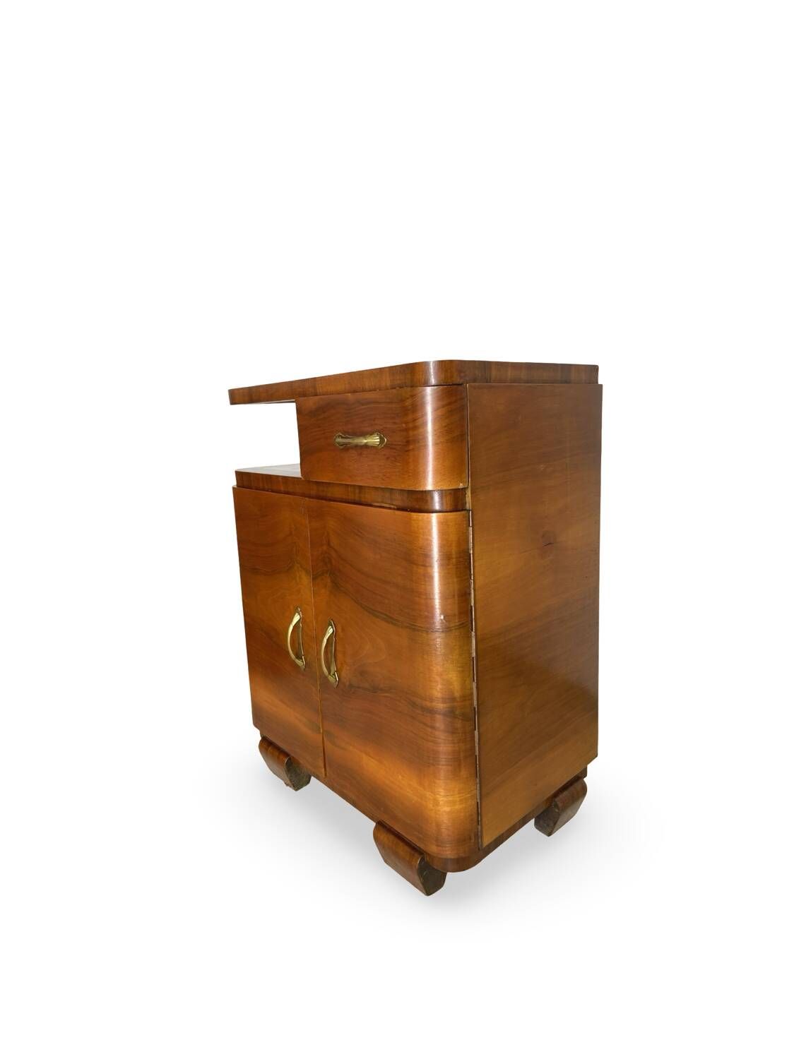 Tables de chevet Art déco italiennes en noyer, années 1940.