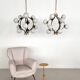 Stilnovo Italian Midcentury Chandelier, Brass & Opaline Glass, 1950s