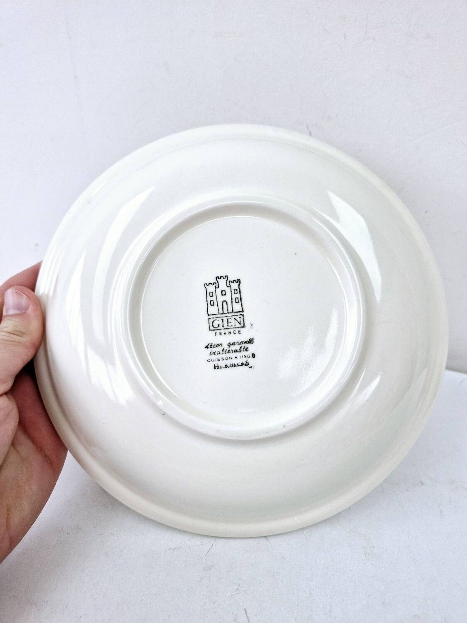 8 vintage hollow plates earthenware Gien model Herbiers table arts France