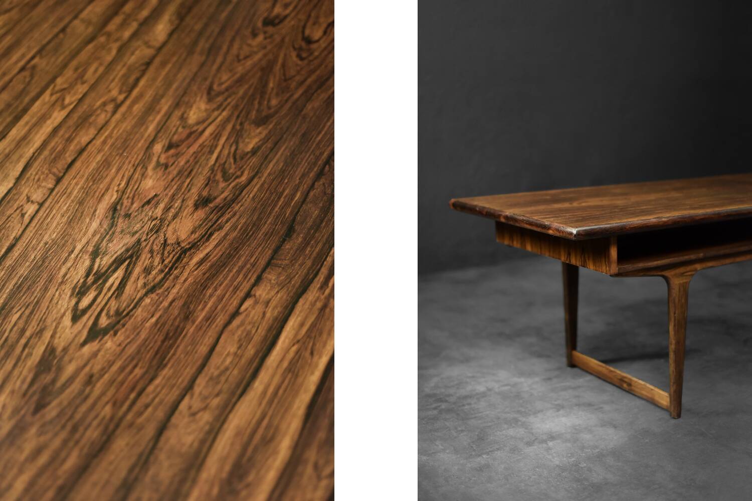 Vintage Mid-Century Modern Danish Rosewood Coffee Table with Shelf, 1960s