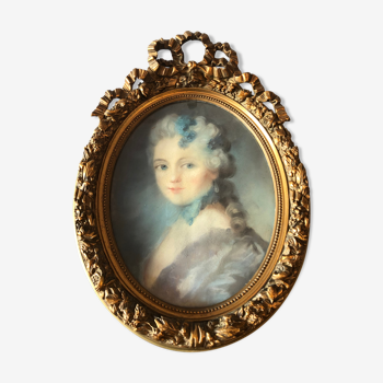 Pastel portrait, medallion frame
