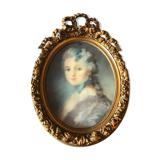 Pastel portrait, medallion frame