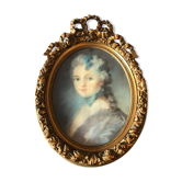 Portrait au pastel cadre médaillon