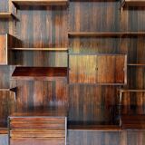 Scandinavian modular wall shelf in rosewood, Poul Cadovius, 1960s