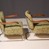 Paire de fauteuils cantilever en acier tubulaire pour Kovona, Tchécoslovaquie, années 1950