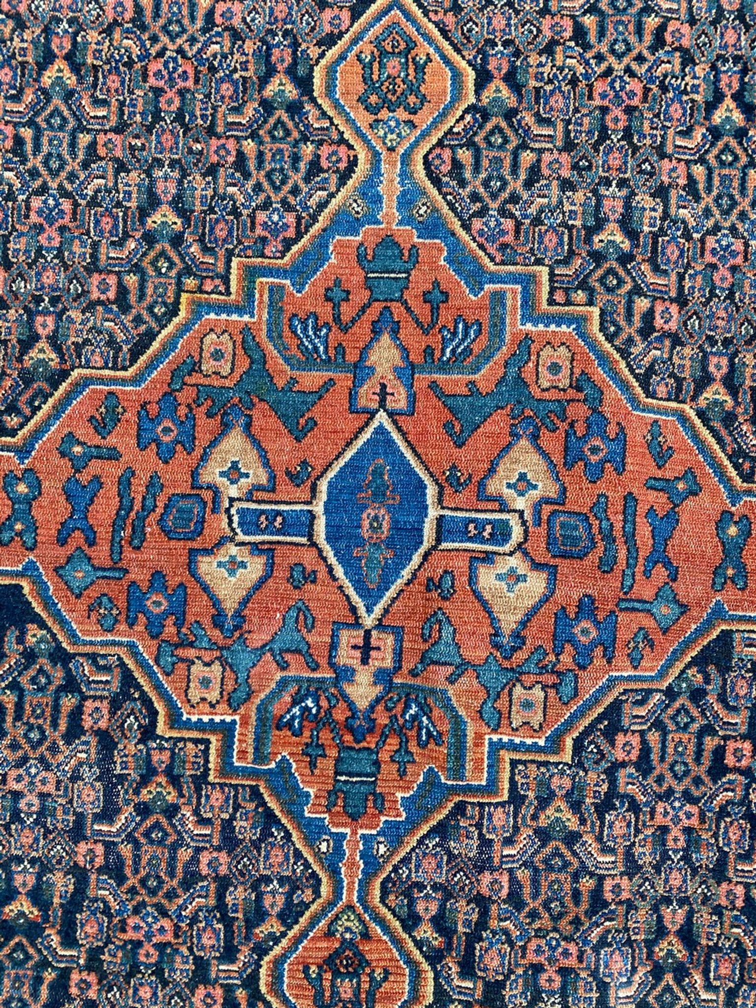 Tapis ancien persan d’orient senneh fait main 102x139 cm
