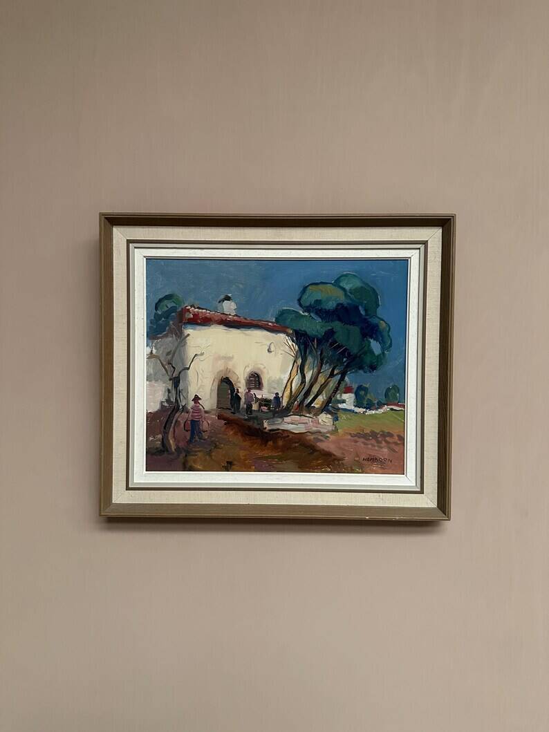 Original Swedish Oil on Canvas – “Mediterranean Scene” by Axel Hamborn – Signed – Vintage & Framed