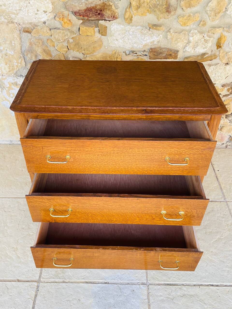 Commode vintage en noyer, pieds compas , circa 1950s