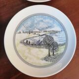 Set of 6 porcelain dessert plates - Naïve winter decorations