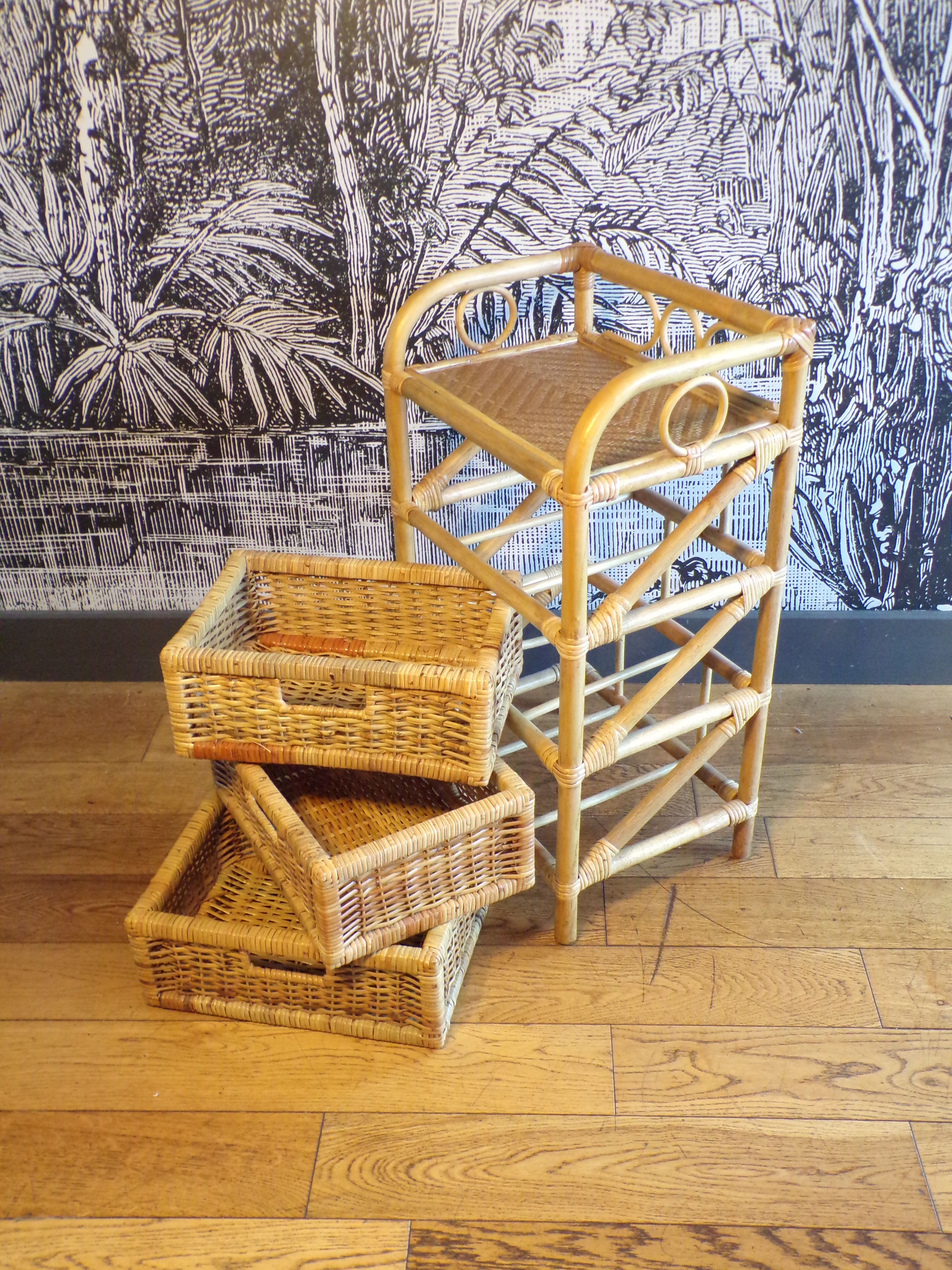 Commode vintage en rotin